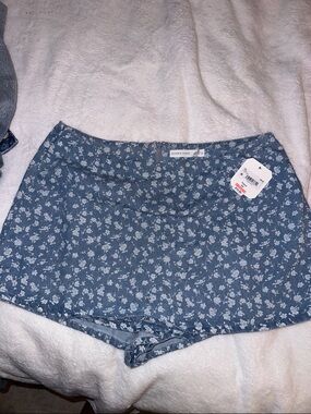 Altar'd State Blue Floral High-Rise Shorts